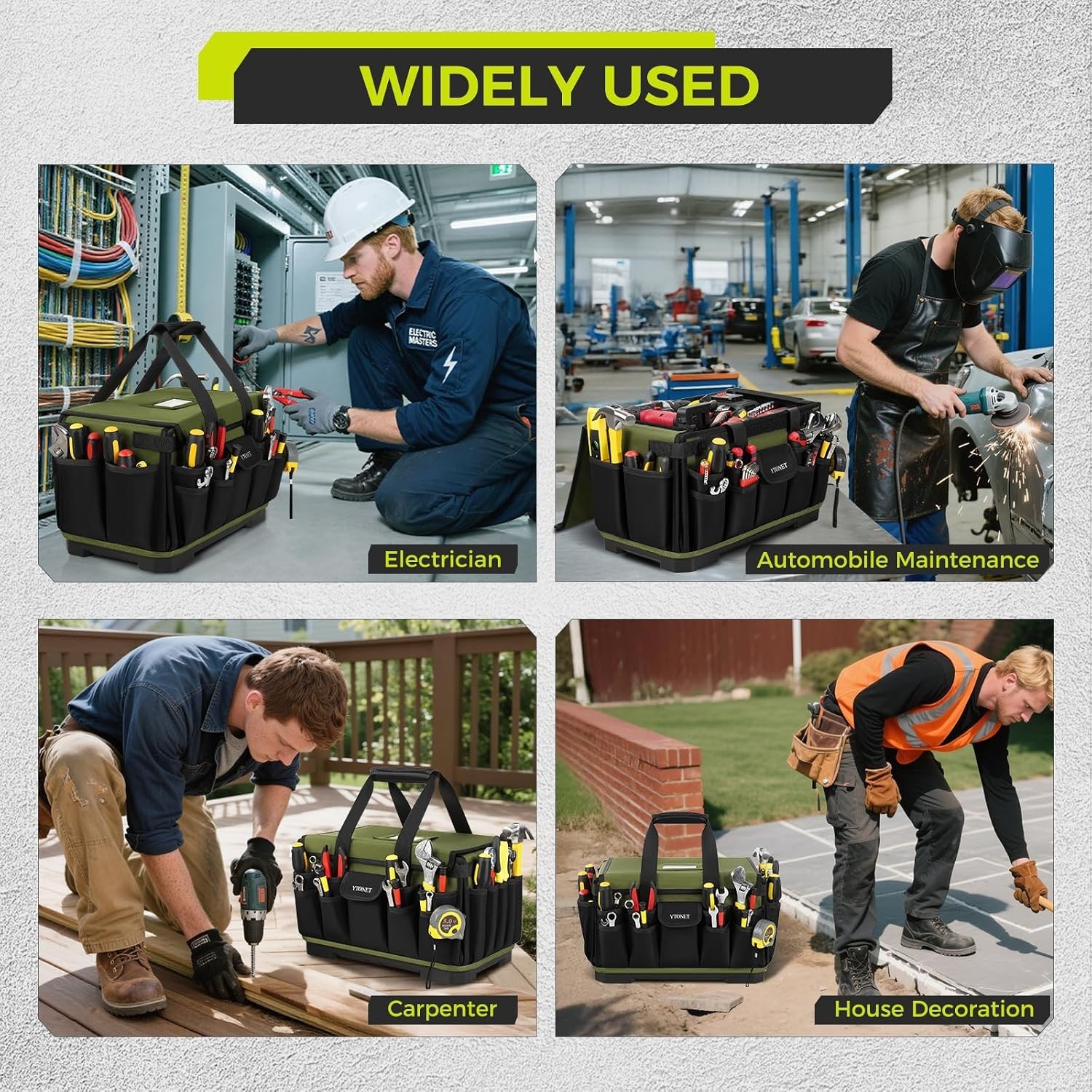 Extra Large 18-Inch Tool Bag – 46 Pocket Organizer for Electricians & Mechanics