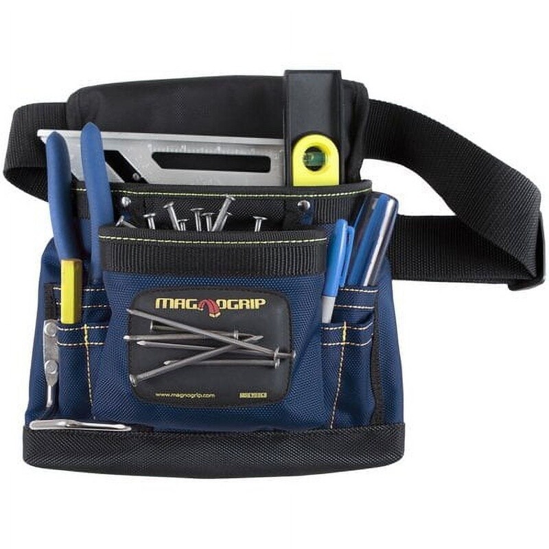 8 Pocket Magnetic Tool Pouch Durable Ballistic Polyester W/ Belt Hammer Holder