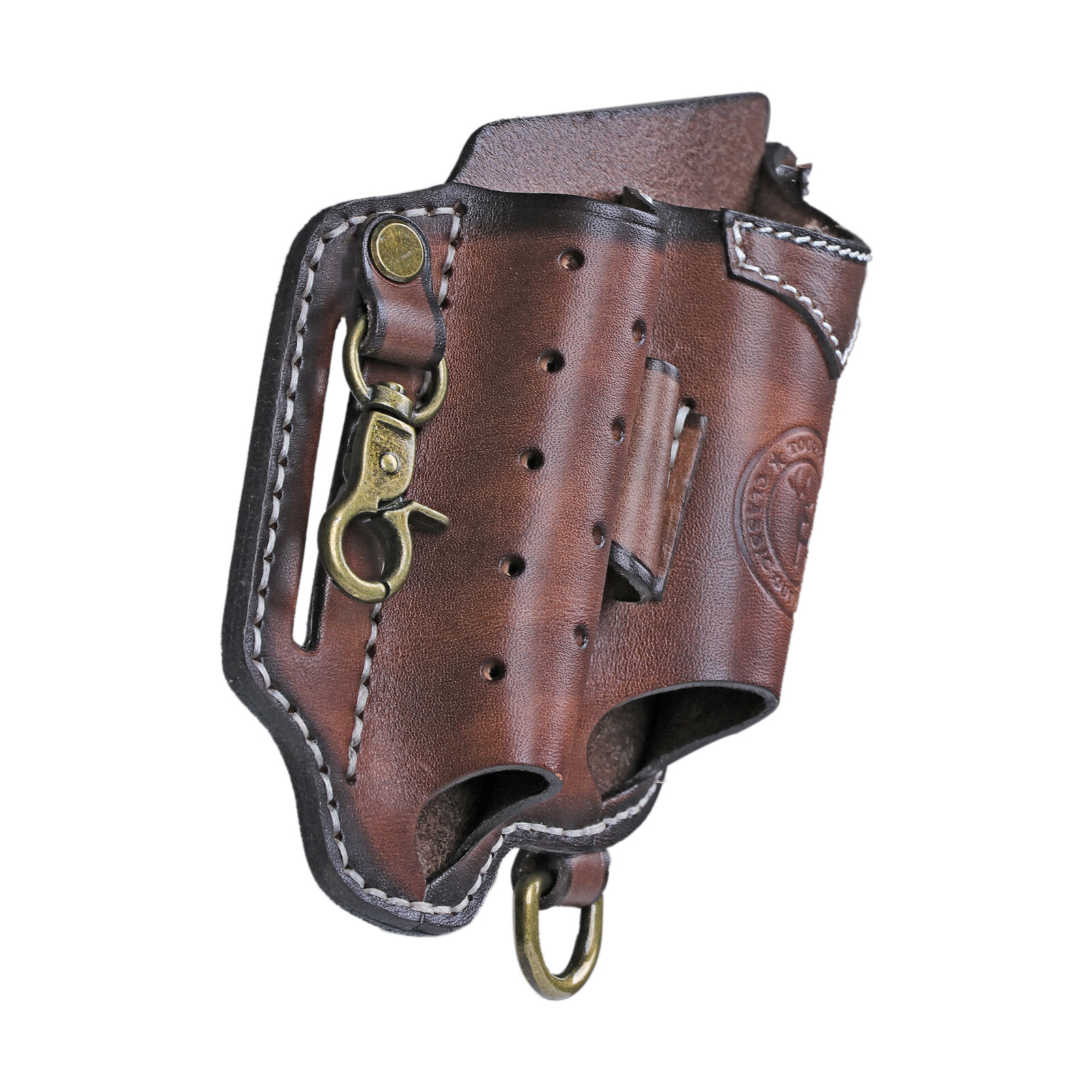 Tourbon Leather EDC Multitool Sheath Flashlight Holder Pen Belt Holster Camping