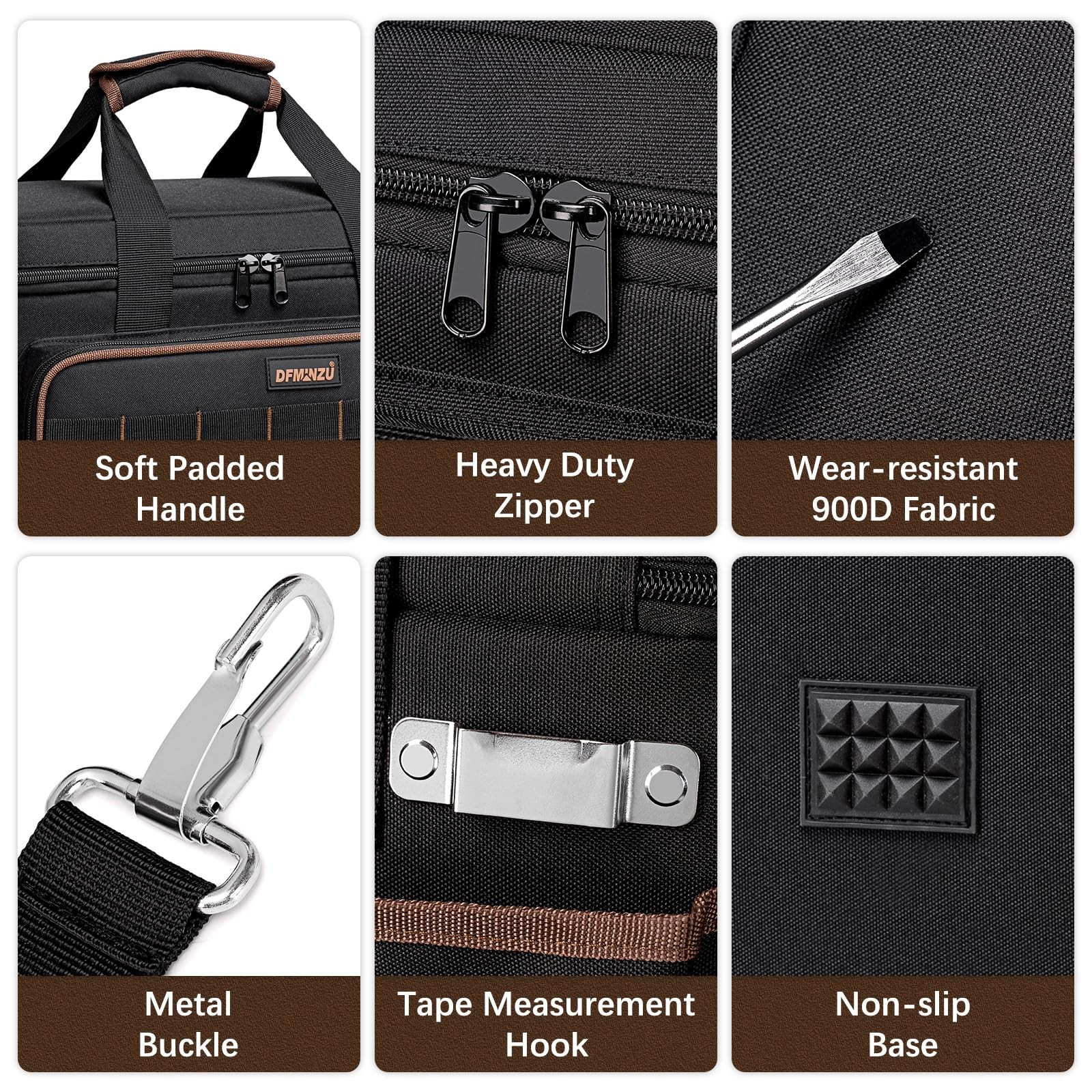 17 Inch Heavy Duty Tool Bags for Men Women, 20 Pockets Portable Tool Bag with…