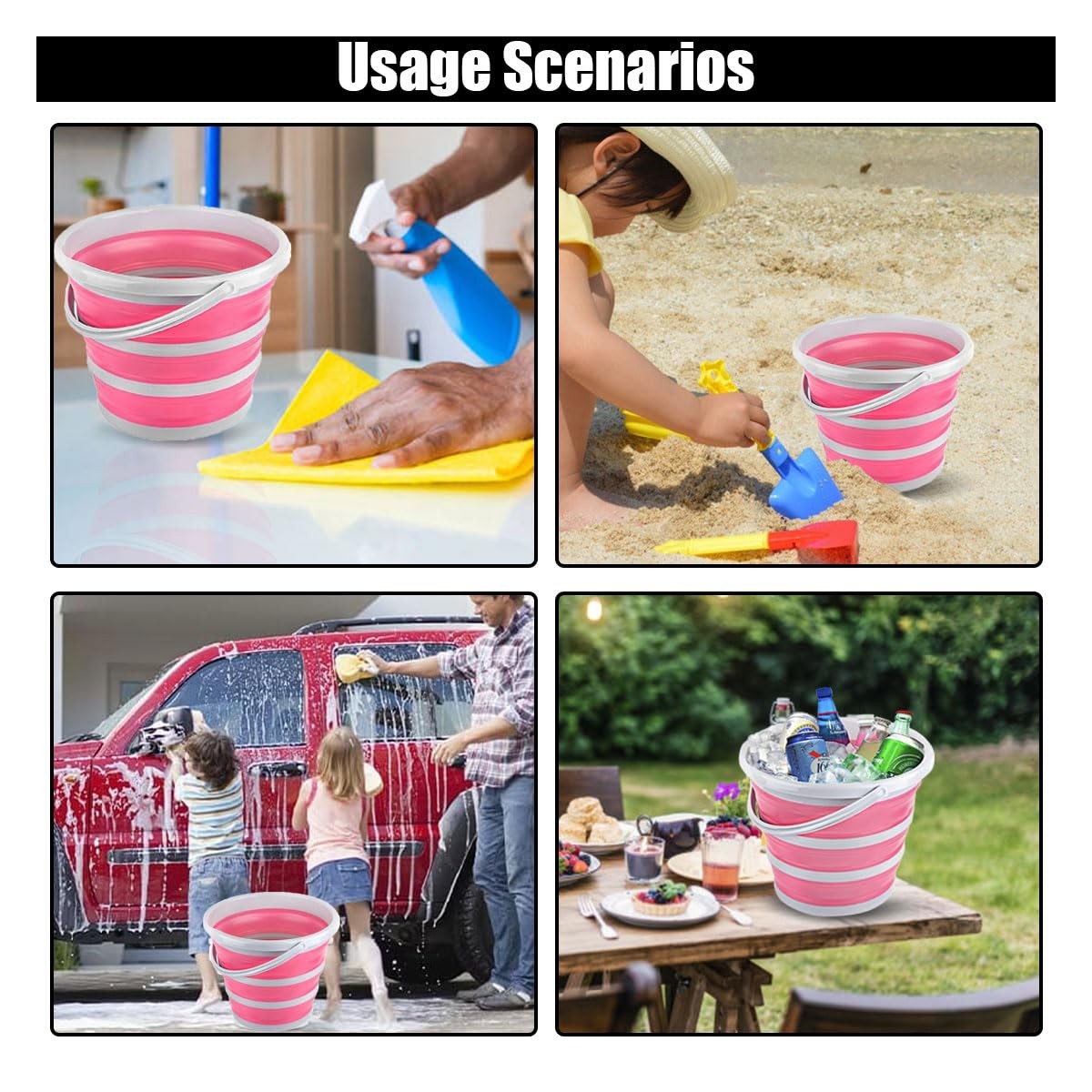 Collapsible 10L Folding Bucket for Car Wash, Camping, and Garden Use