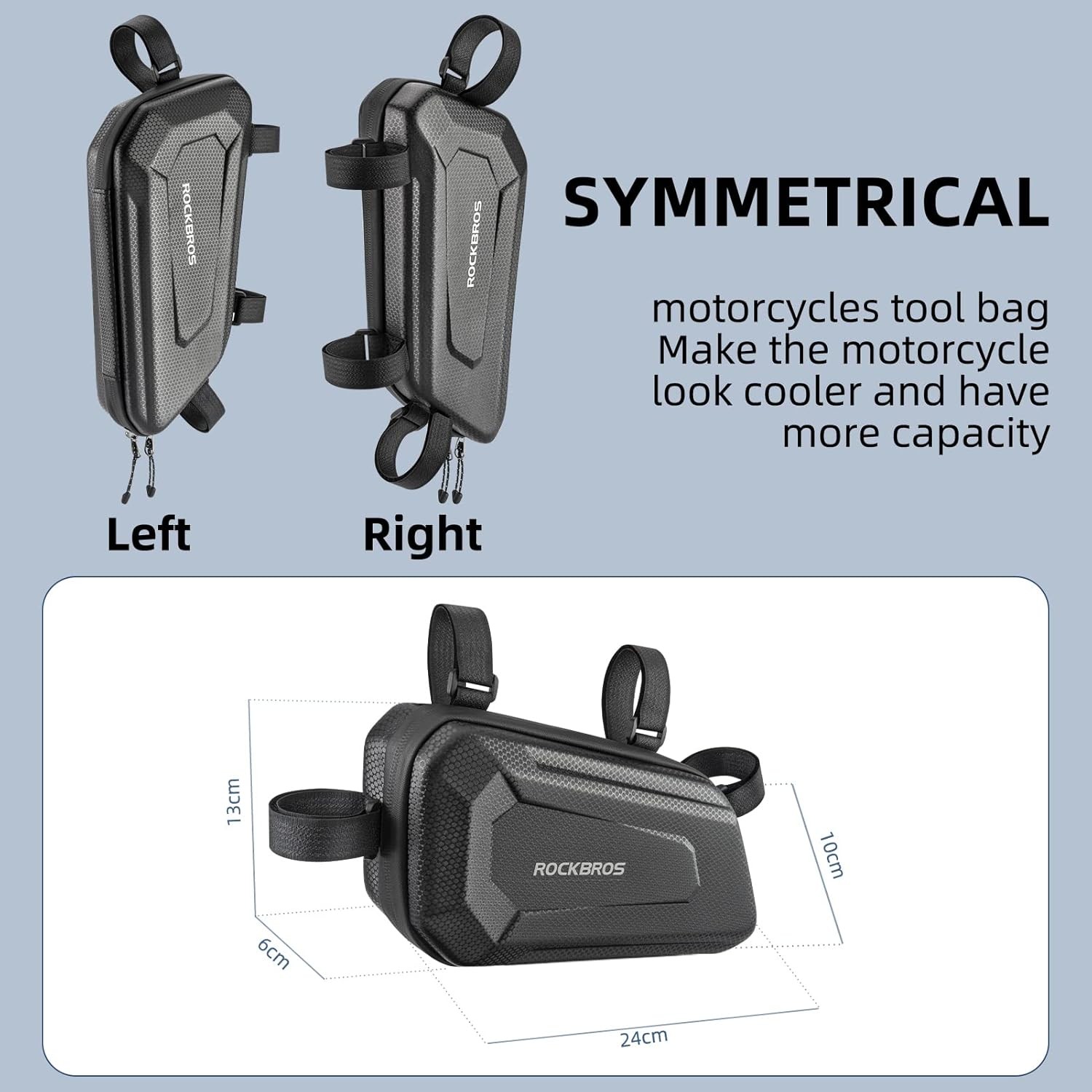 ROCKBROS Triangle Side Bag – EVA Hard Shell Motorcycle One Size, Black