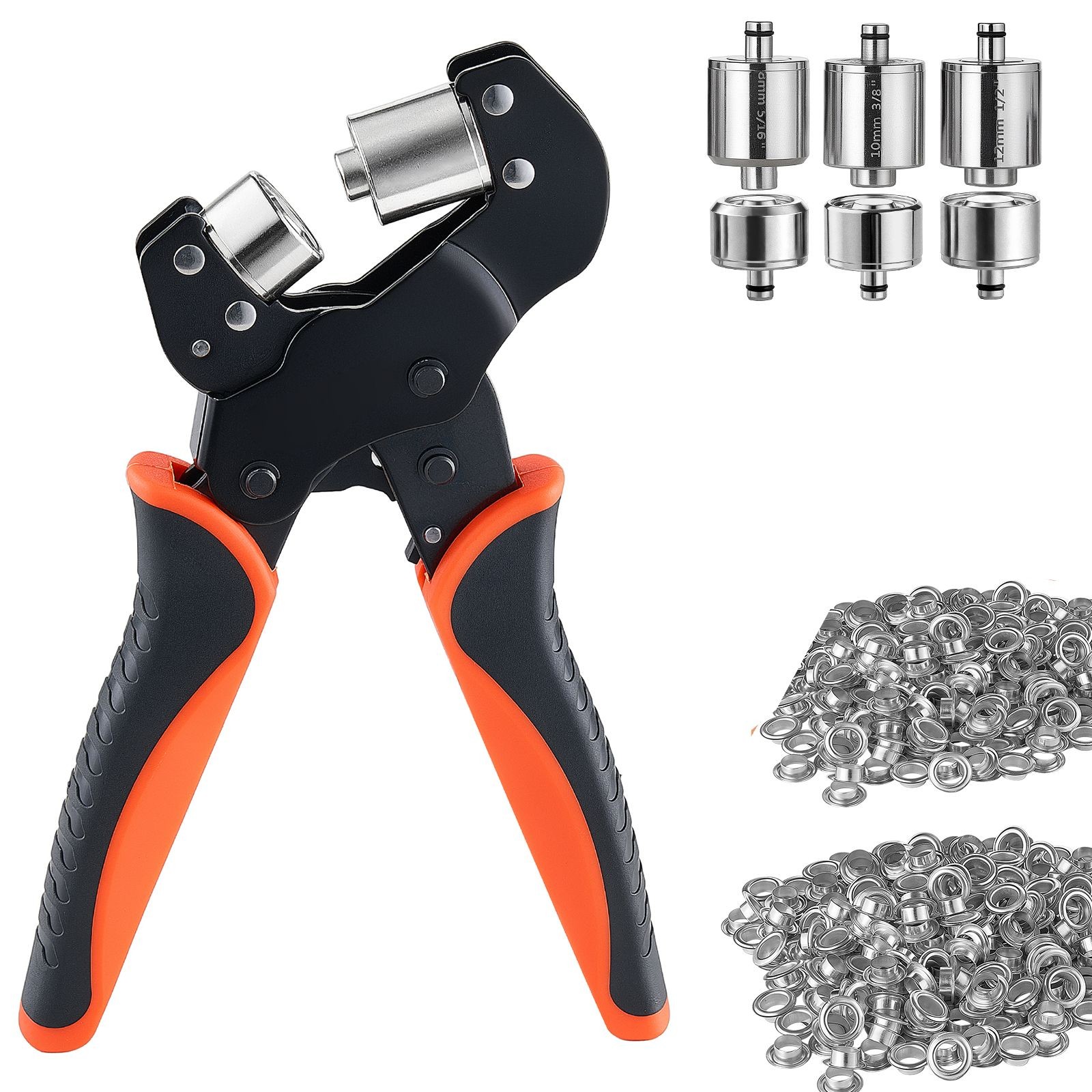 Grommet Tool Kit 5/ 16″ 3/ 8″ 1/ 2″ 900 PCS Grommets Eyelet Tool Kit, with