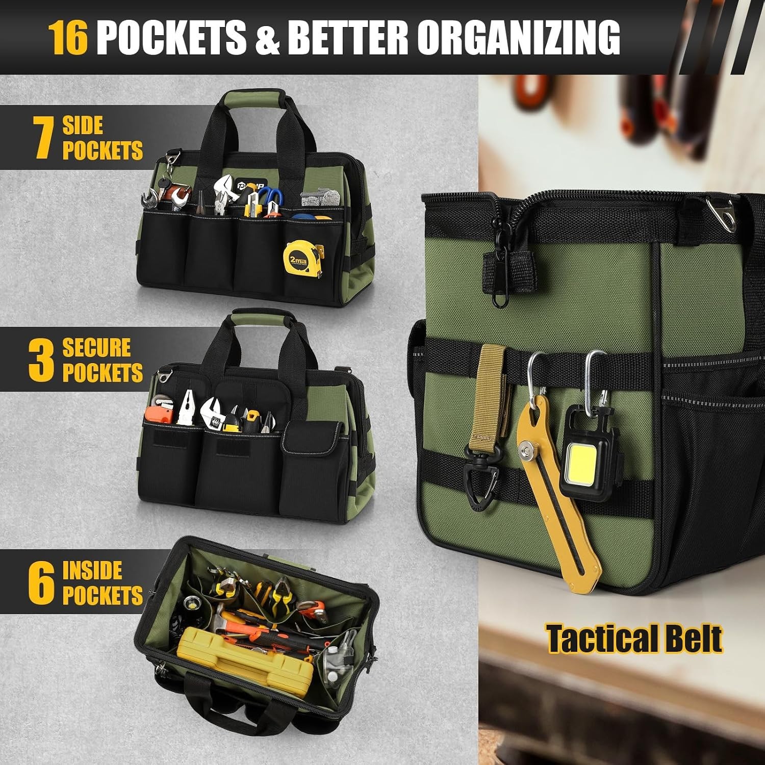 Portable 15″ Tool Organizer Box, Green