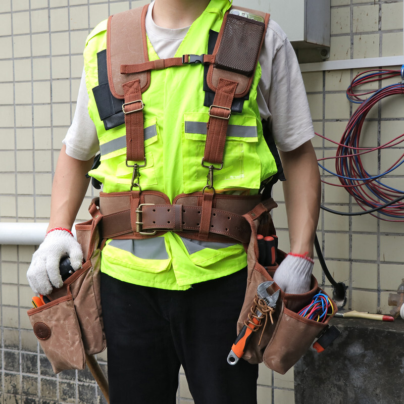 TOURBON Workshop Electrician Carpenter Heavy Duty Tool Carry Wearable Detachable