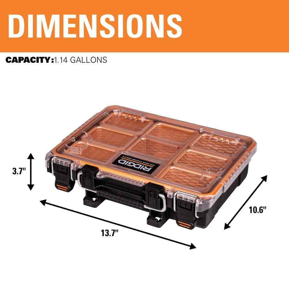 Heavy Duty Impact Resistant Multi-Section Tool and Small Parts Organizer with Tr