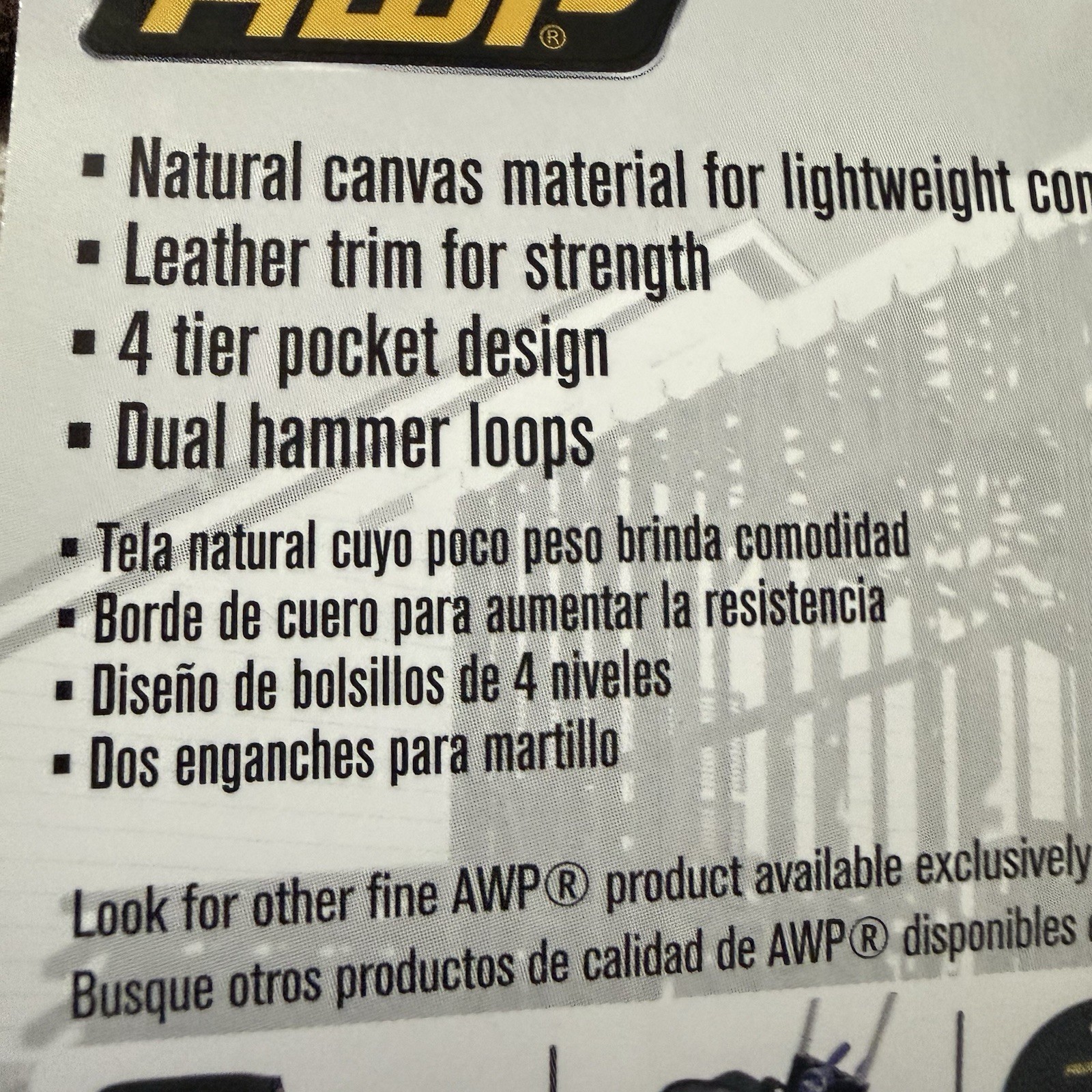 AWP Cotton Canvas Leather Adjustable Work Finisher Tool Belt Pouch Bag New