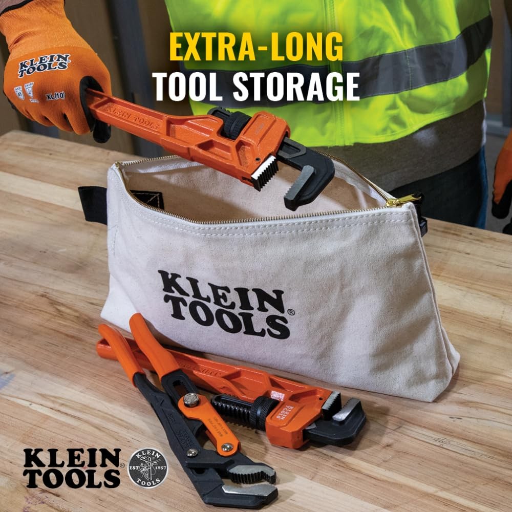 Klein Tools 16 Inch Canvas Zipper Tool Bag Heavy Duty Organizer For Large Tools