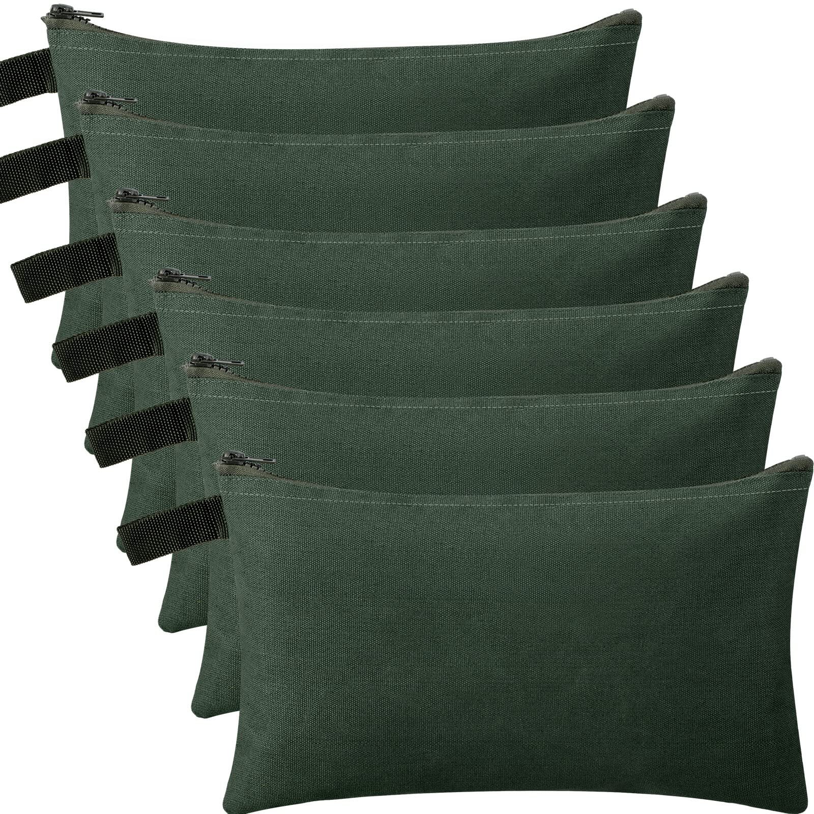 12 Pcs Canvas Tool Bag Pouch 16 oz Heavy Duty Tool Zipper Pouch Bag 11.81 x 7