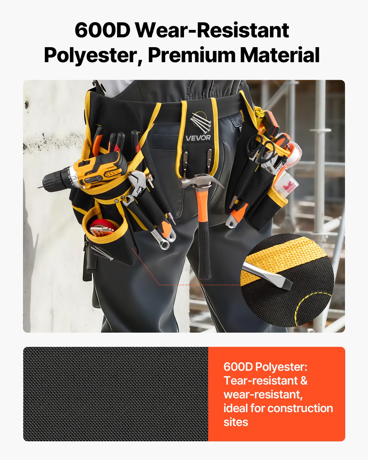 VEVOR Tool Belt Magnetic Electricians Work Belt 28 Pocket Heavy Duty Tool Pouch