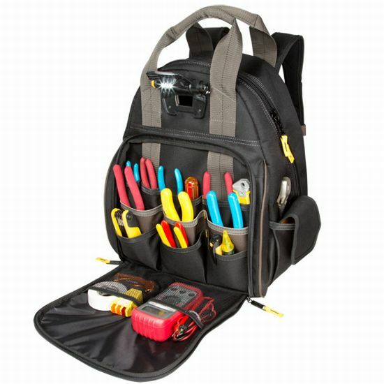 CLC Tech Gear 53 Pocket LED Lighted Tool Backpack