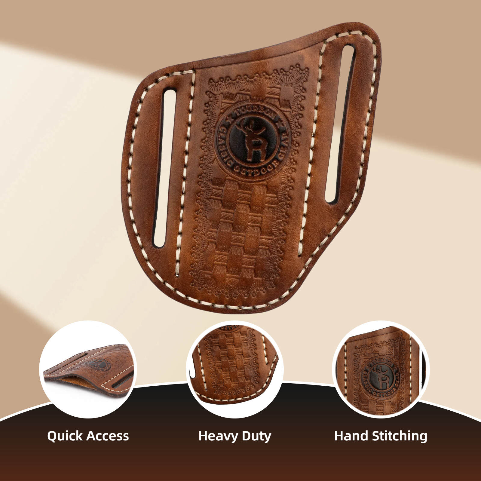 Leather Folding Knife Sheath Belt Pouch EDC Pocket Tool Holder Camping-Clearance