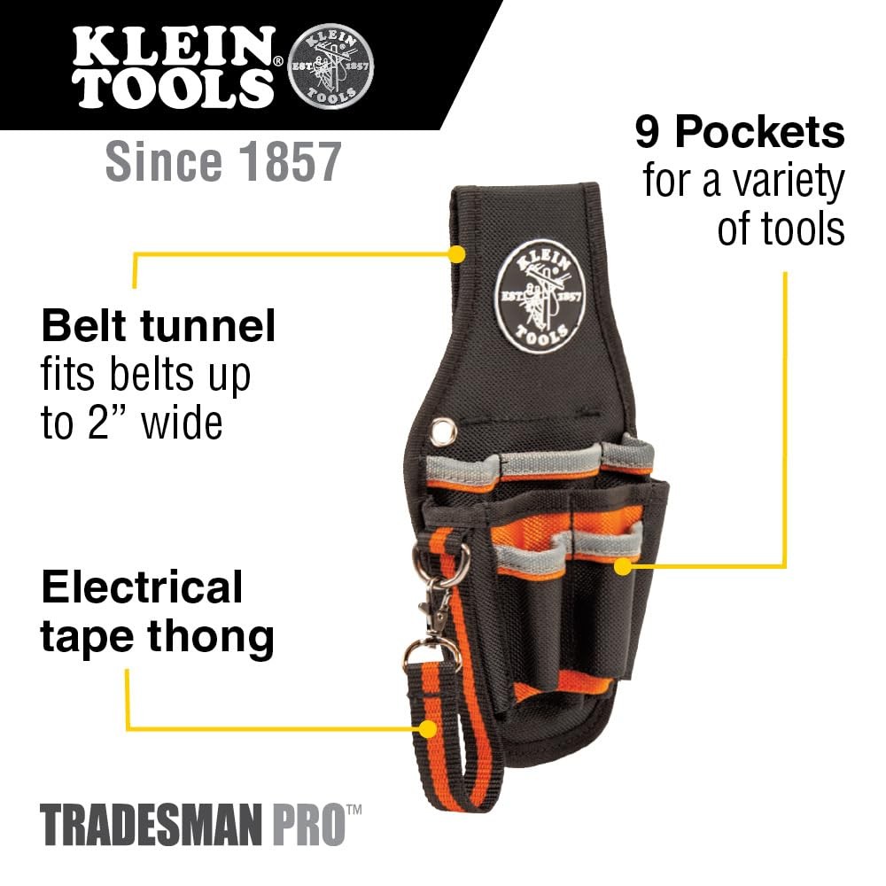 Klein Tools Small Utility Holster Pouch Tool Organizer With 9 Pockets