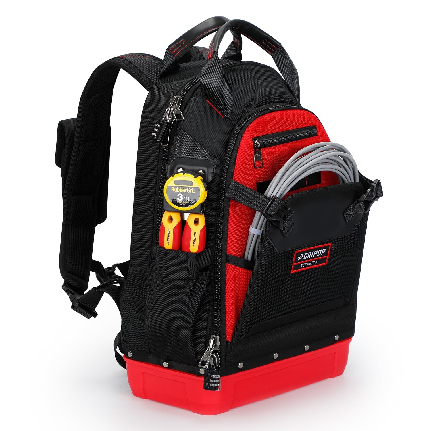 CRIPOP Tool Backpack, Heavy Duty Electrician Backpack with Waterproof Bottom …
