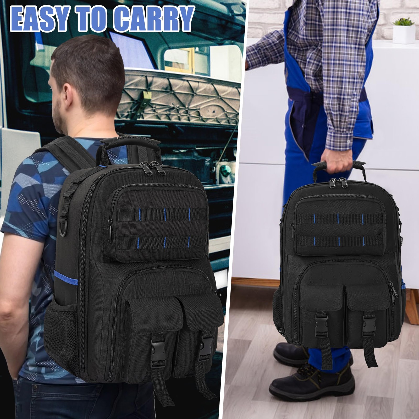 Heavy Duty Backpack Tool Bag, Water-resistant Tool Backpack Bag with Padded S…