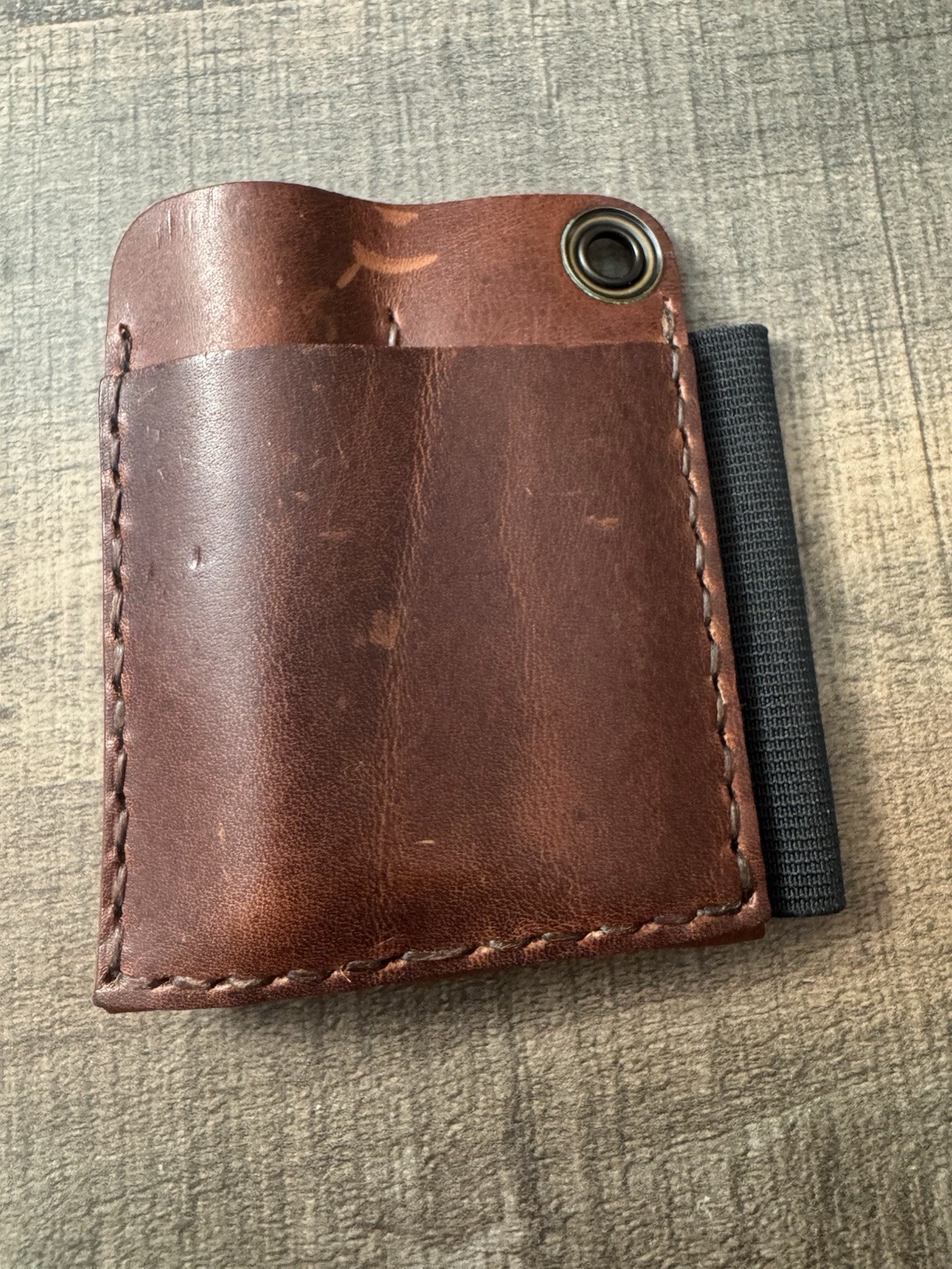 Hitch Timber Brown Leather Tool Pouch with Grommet and Elastic Strap