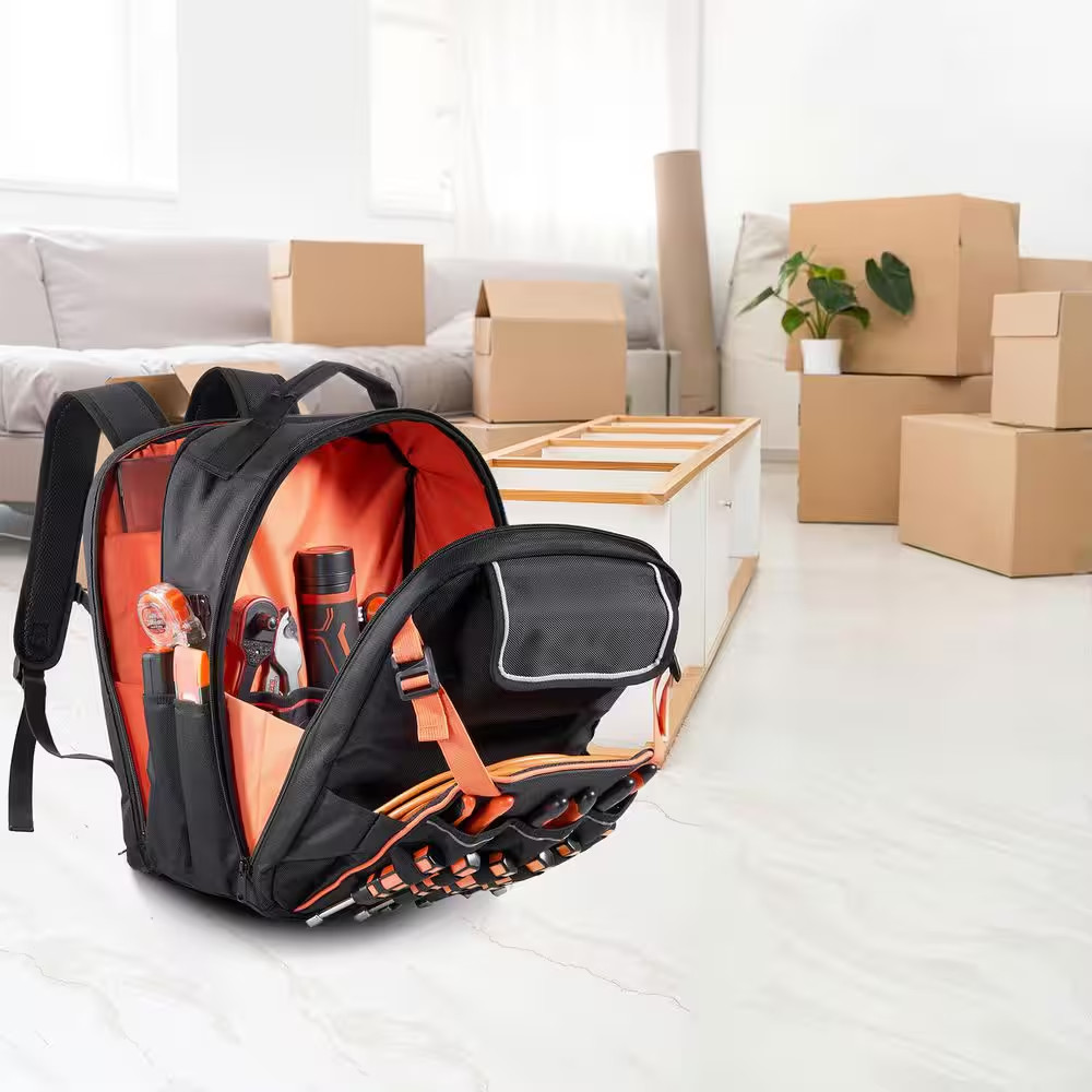 Tool Backpack, 45 Pockets, Heavy-Duty Tools Storage Organizer Work Bags with Lap