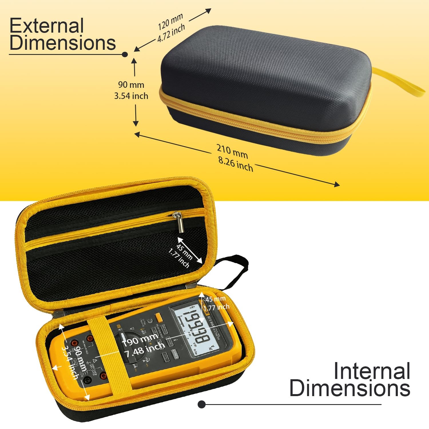 Hard Carrying Case for Fluke 87V/ 88V/ 15B+/ 17B+ and More Digital Multimeter…