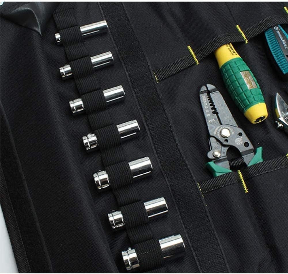 Canvas Tool Roll Up Bag Organizer 20 Pockets Durable Pouch for Mechanics Electri