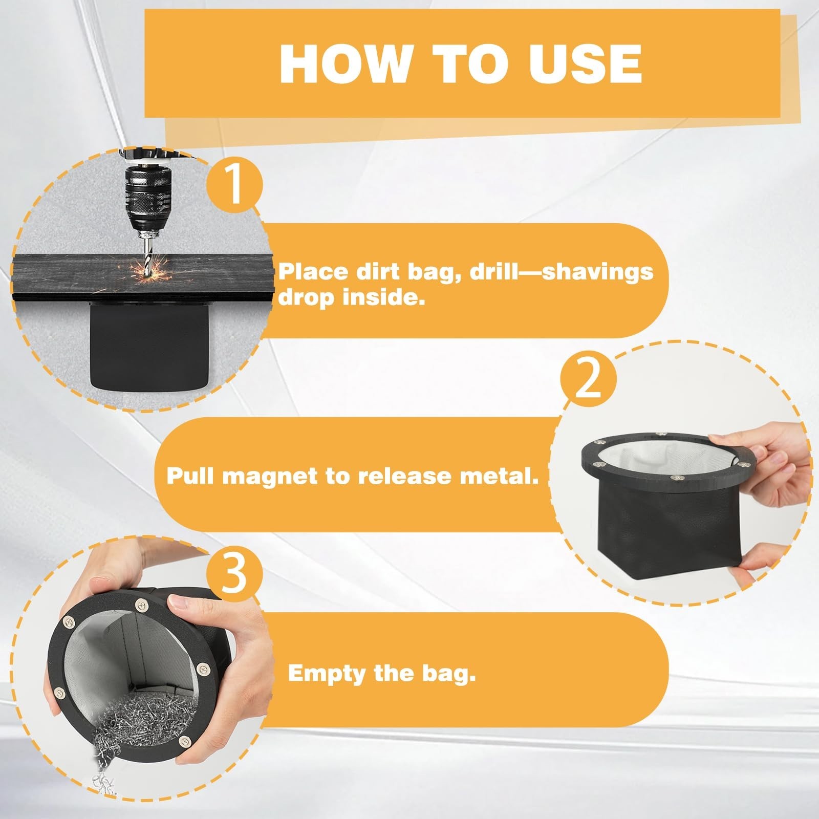 Magnetic Drilling Catcher Bag – Strong Metal Shaving Collector for Hole Saws