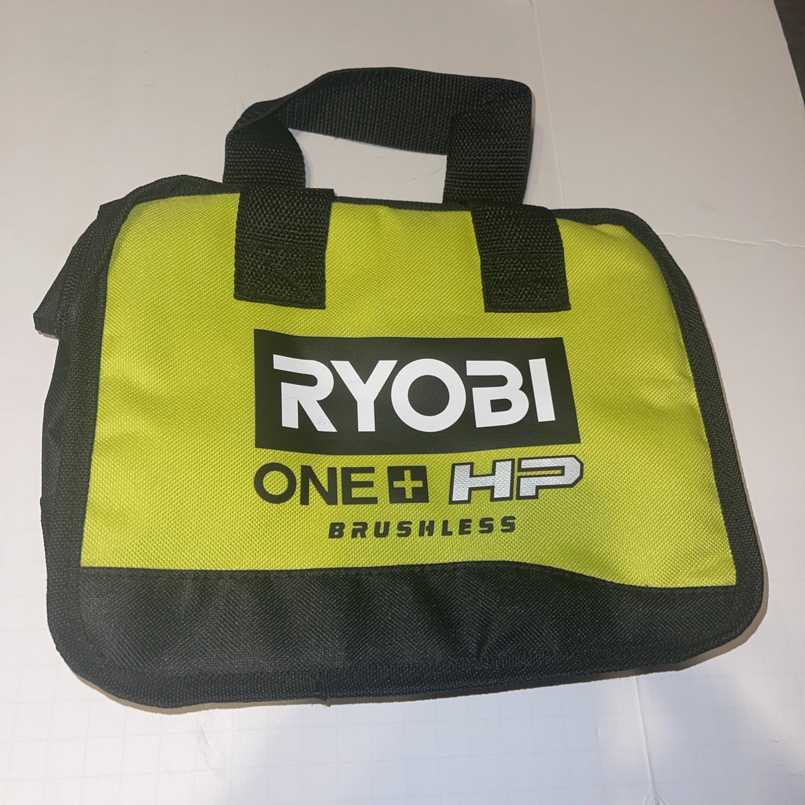 Ryobi Tool Bag Canvas One+ Full Top Zipper Lime Green 10″ x 6″ X 8″ Tall VGC