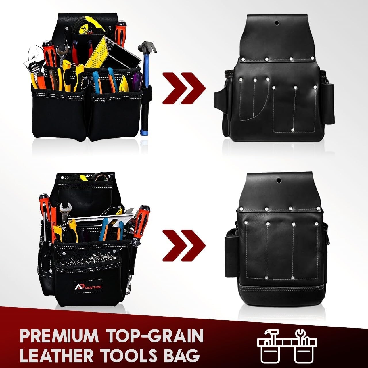 2PK Adjustable Pouch Suspender Tool Belt – 19 Pockets from Occidental Black