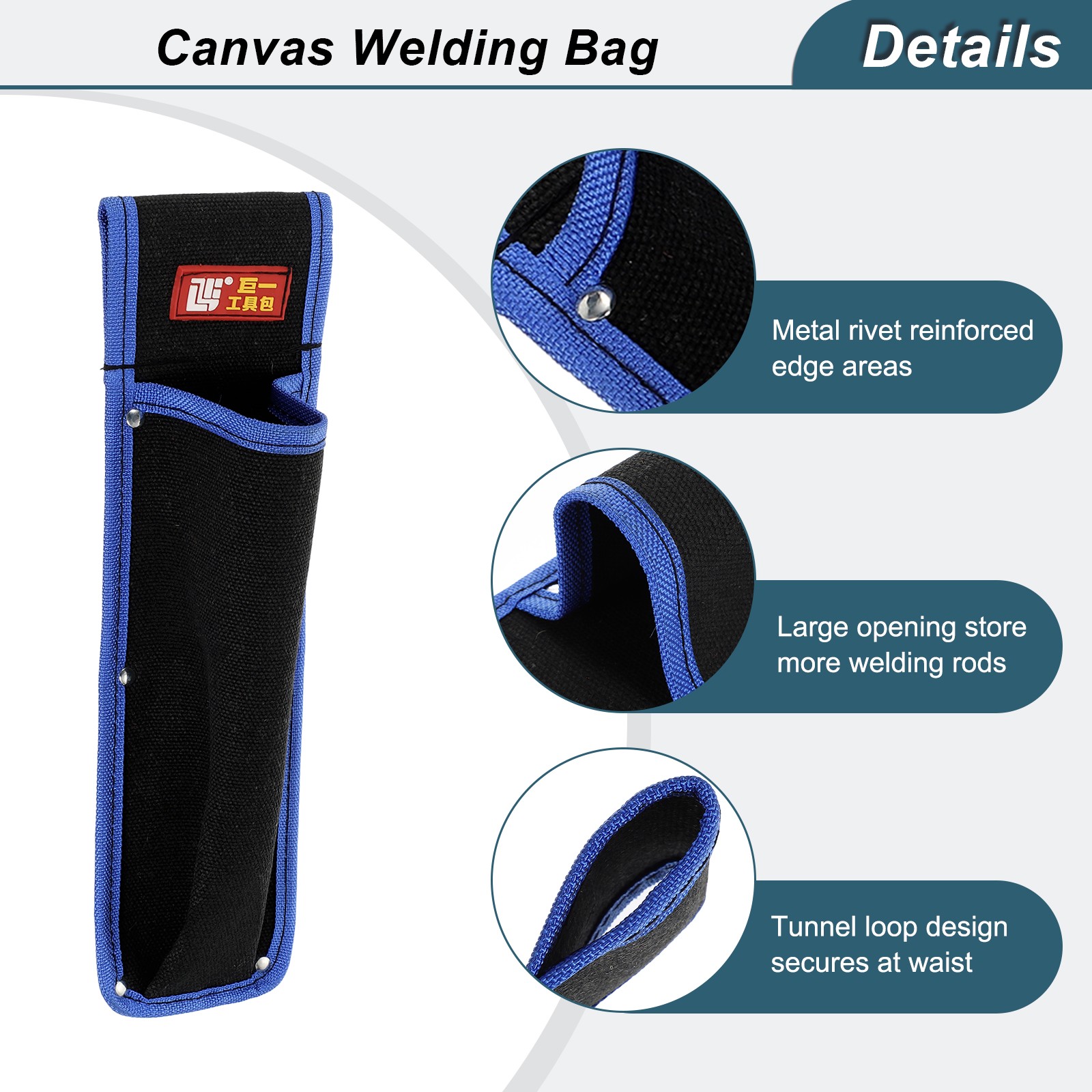 Welding Rod Pouch 14.57″ x 3.94″ x 10.24″ Canvas Leather Welding Bag