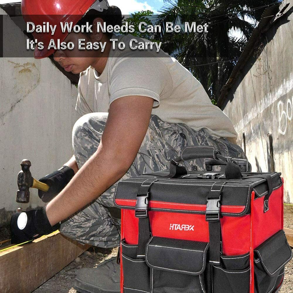 Rolling Tool Backpack/Bag 33 Pockets Reinforced Base, Wheels, Telescoping Handle