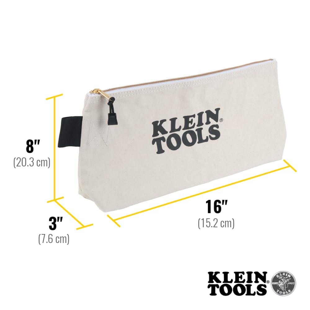 Klein Tools 16 Inch Canvas Zipper Tool Bag Heavy Duty Organizer For Large Tools