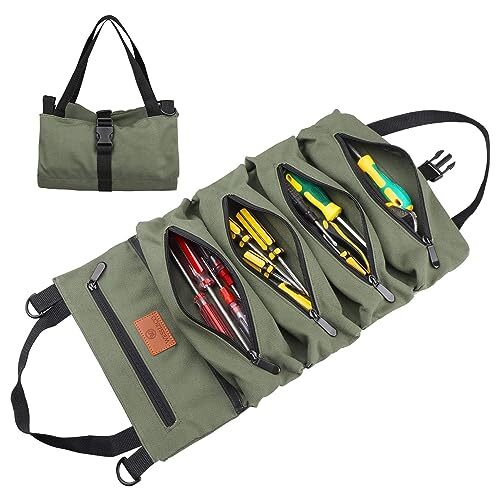 Multipurpose Roll Up Tool Bag Wrench Pouch Tool Carrier Tote with Zipper