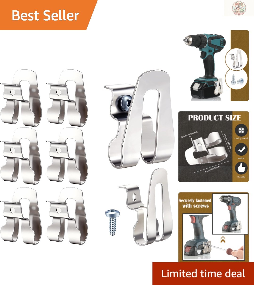 Compact Replacement Belt Clip Hooks – 8 Rust Resistant Drill Holders with Screws