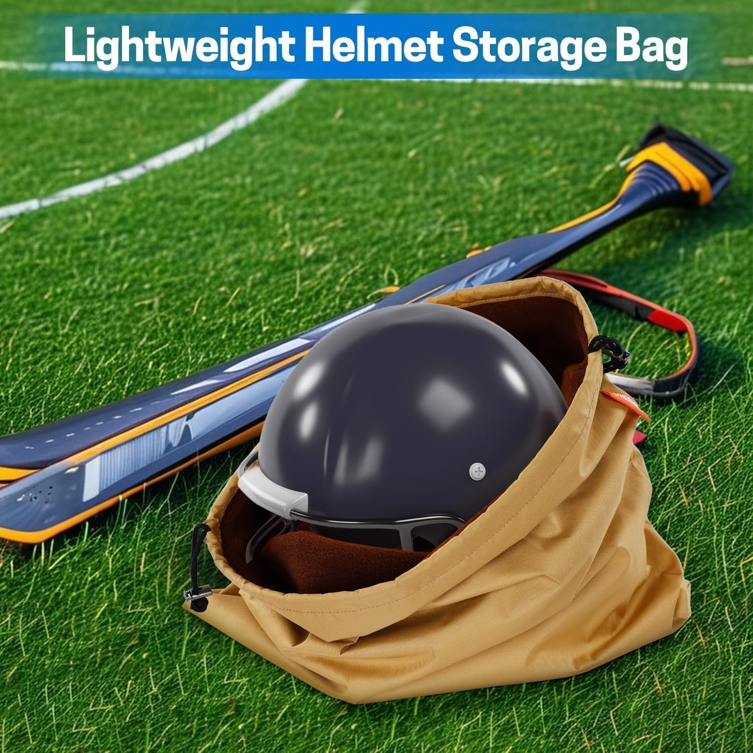 FleeceLined Helmet Bag, WaterResistant 300D Polyester, 15×16 Inch, Drawstring