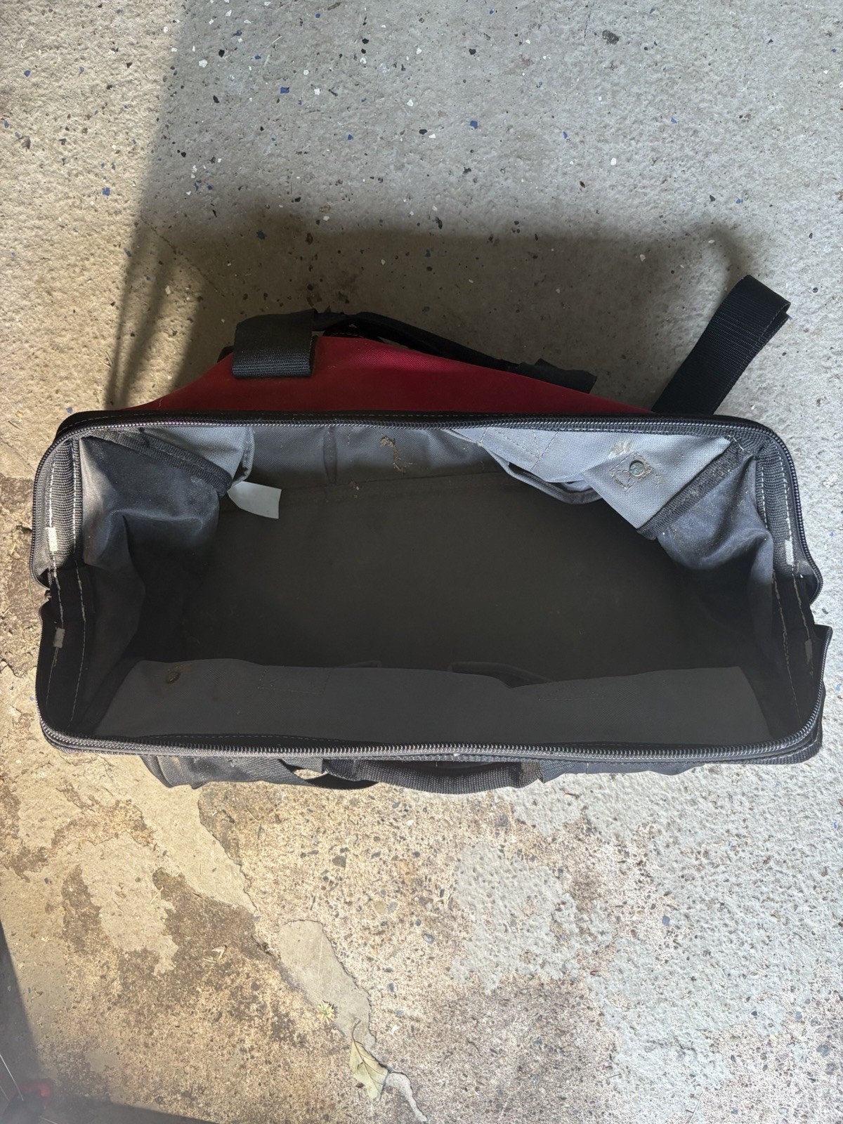 Husky Black/Red Tool Bag w/ Zipper Closure, Shoulder Strap & Handle