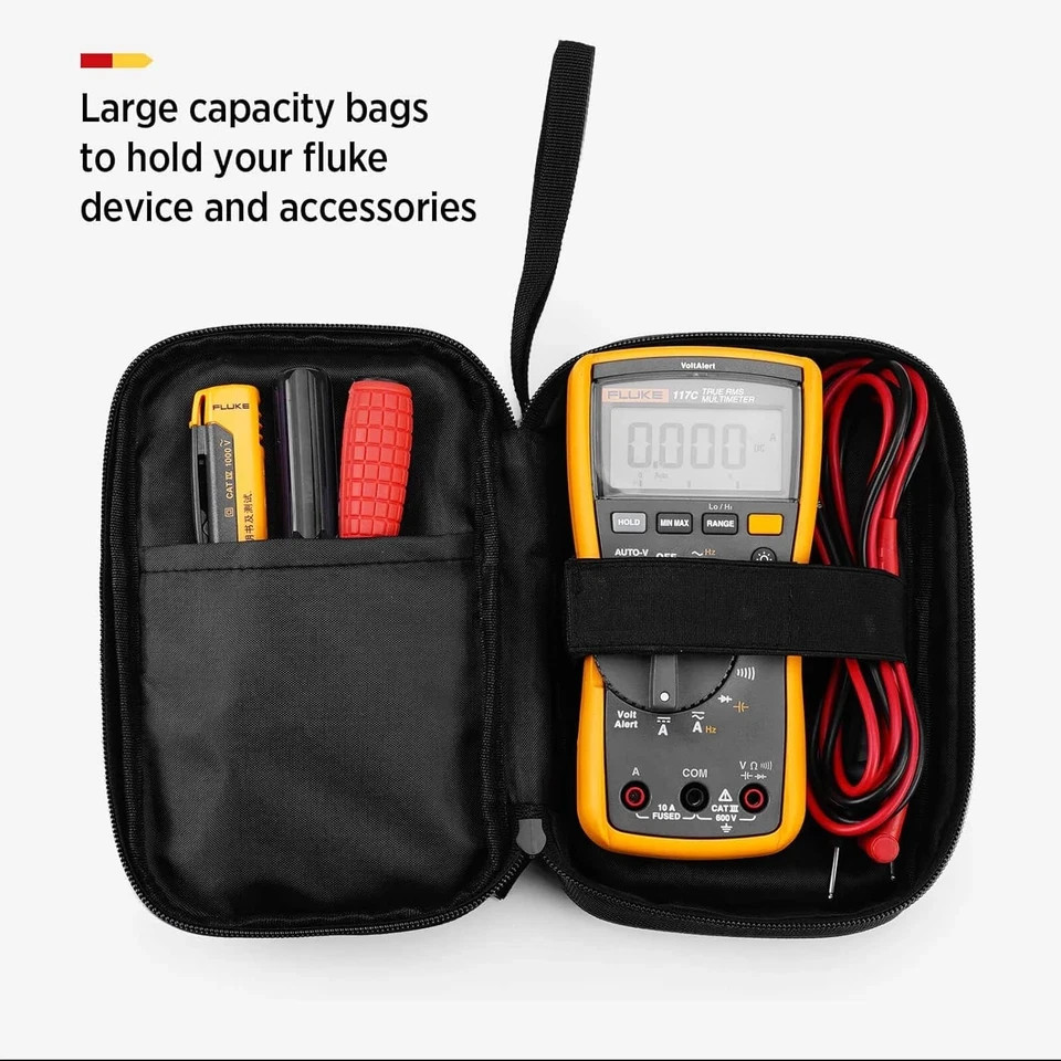 Kingsung Zippered Soft Tool Carrying Case for Fluke 117/116/115/114/113 Digital