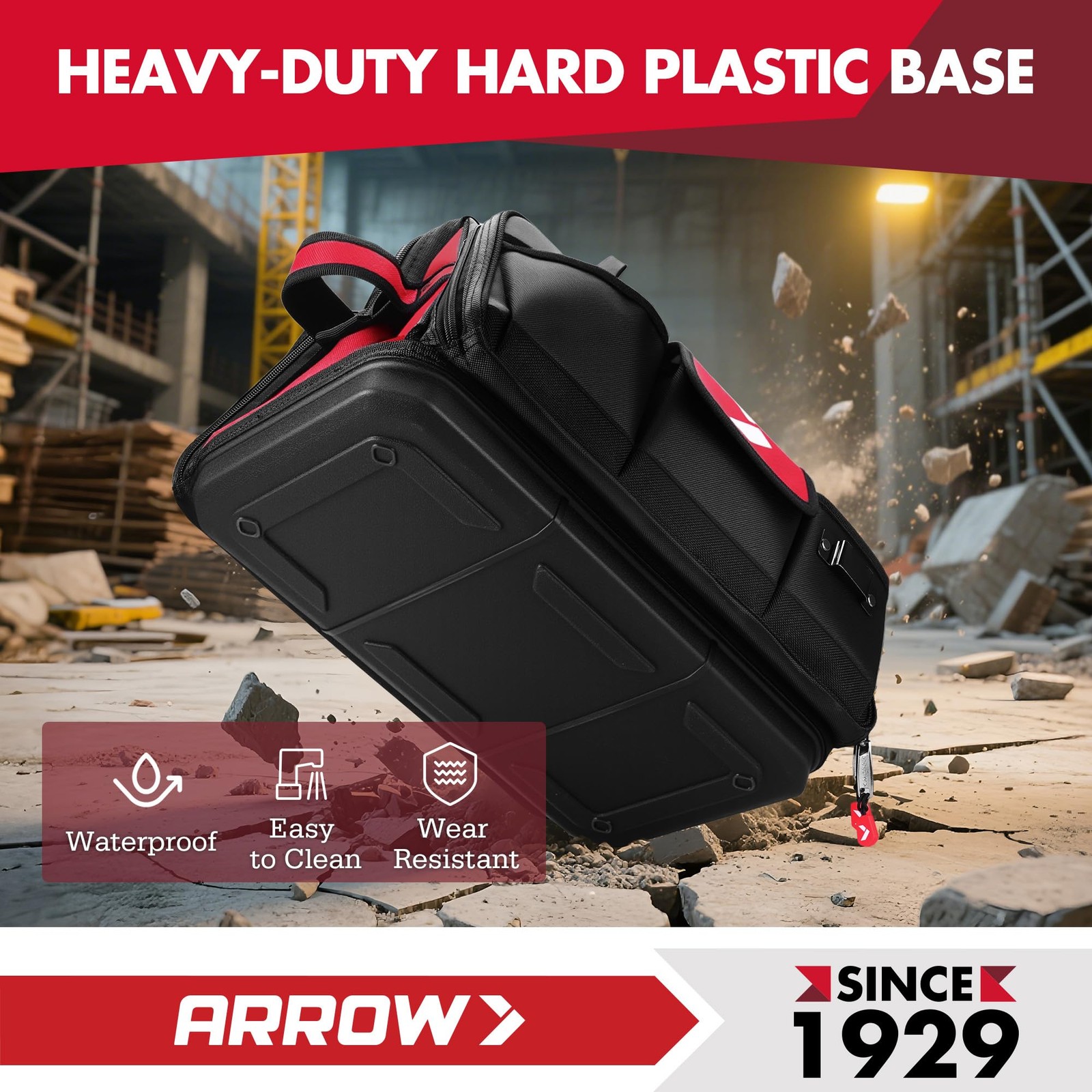 ARROW 17″ Large Tool Bag with 36 Multipurpose Pockets, 17 Inch, Red & Black