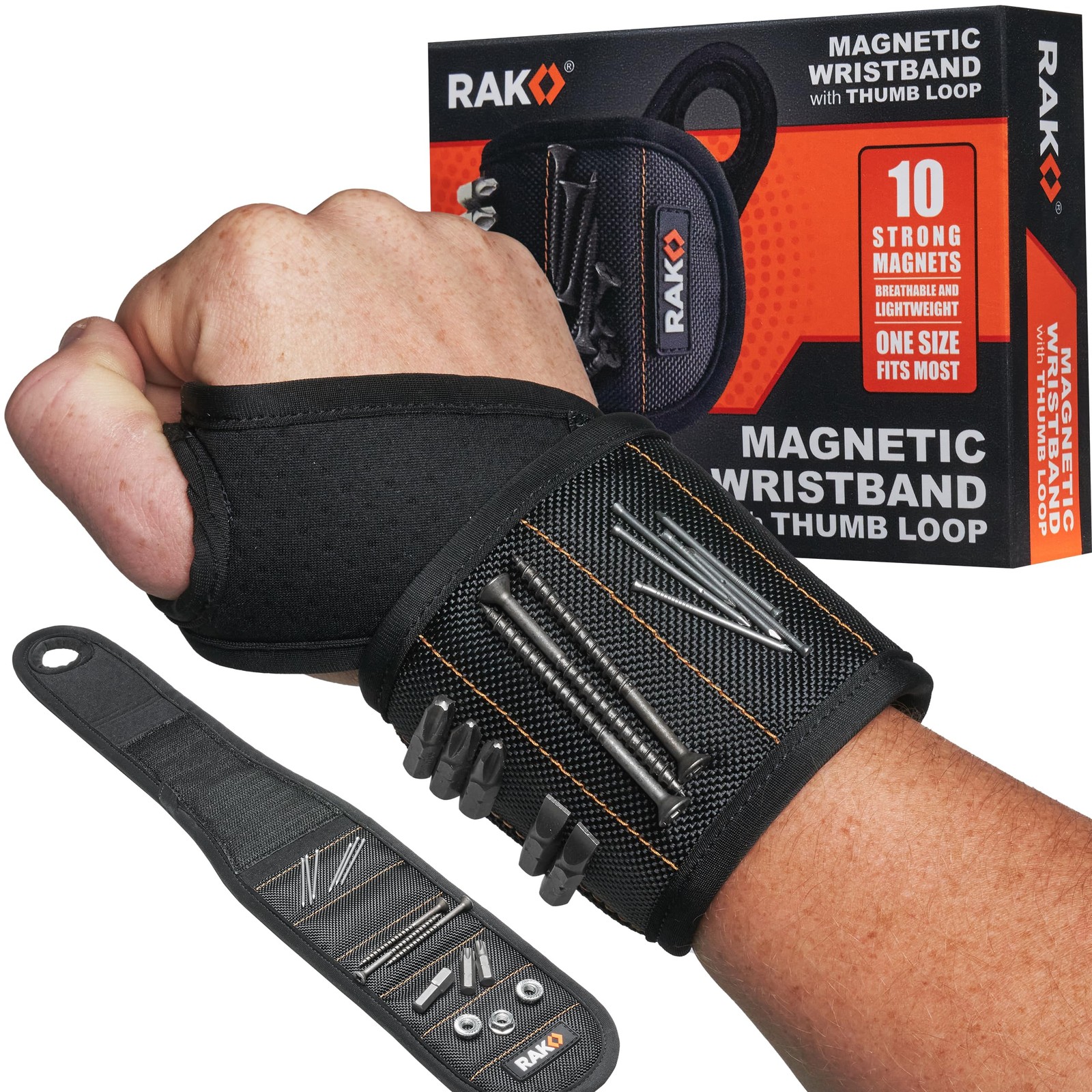 RAK Magnetic Wristband, Thumb Loop for Holding Screws, Nails, Drill Bits for …